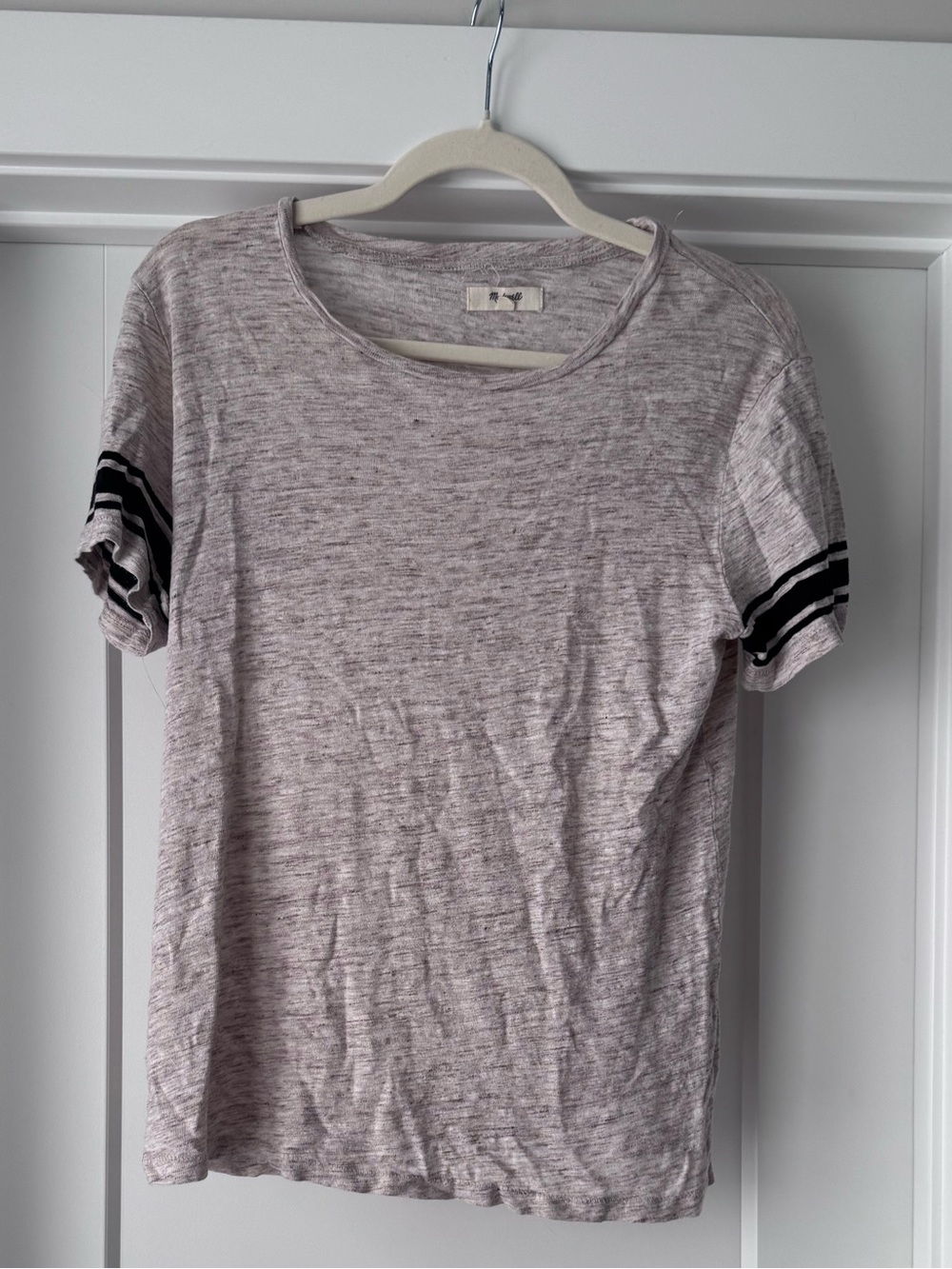 Madewell Heathered Oatmeal Short Sleeve Linen Tee
